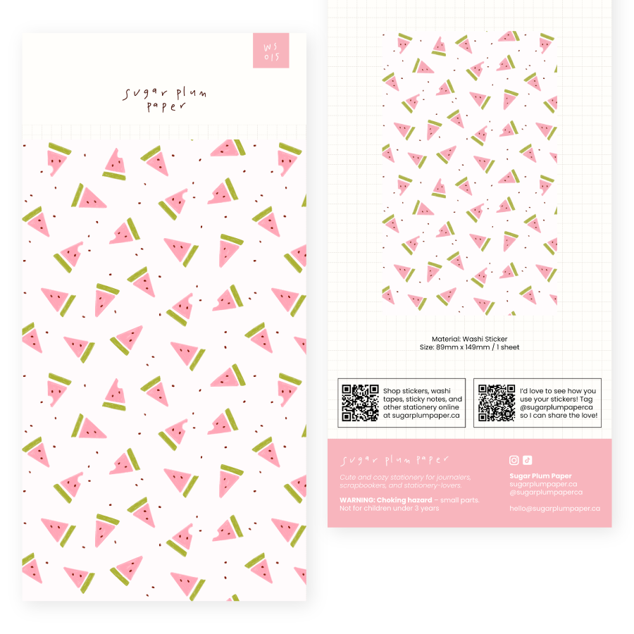 Watermelon Pattern - Washi Sticker Sheet