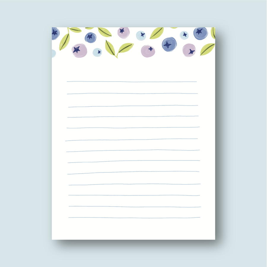 Blueberry Memo Pad  | 4.25" X 5.5"