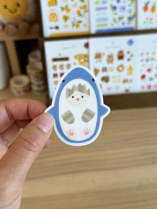 Mofusand-Inspired Shark Cat Vinyl Sticker