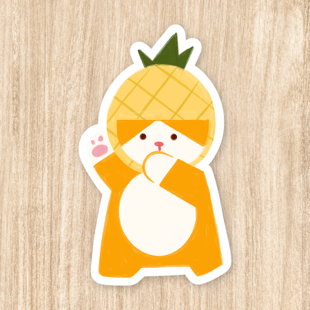 Mofusand-Inspired Pineapple Cat - Vinyl Sticker