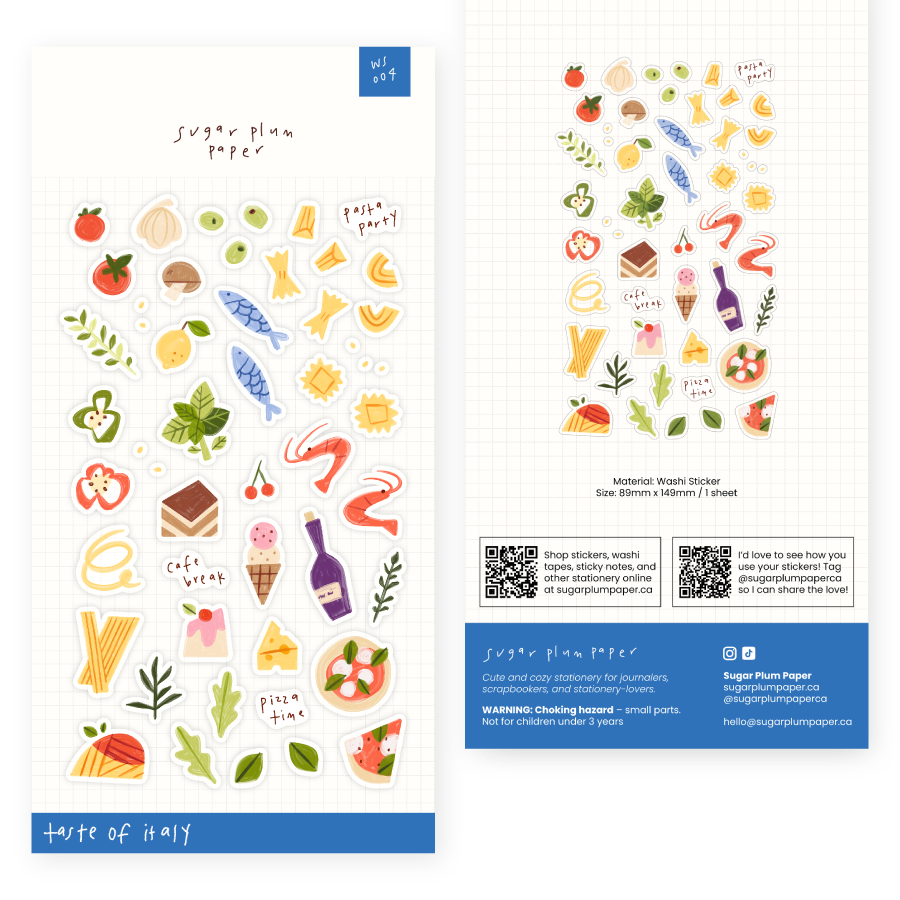 Taste of Italy - Washi Sticker Sheet