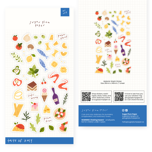 Taste of Italy - Washi Sticker Sheet