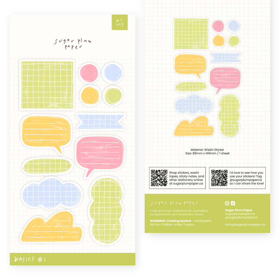 Basics 1 - Washi Sticker Sheet