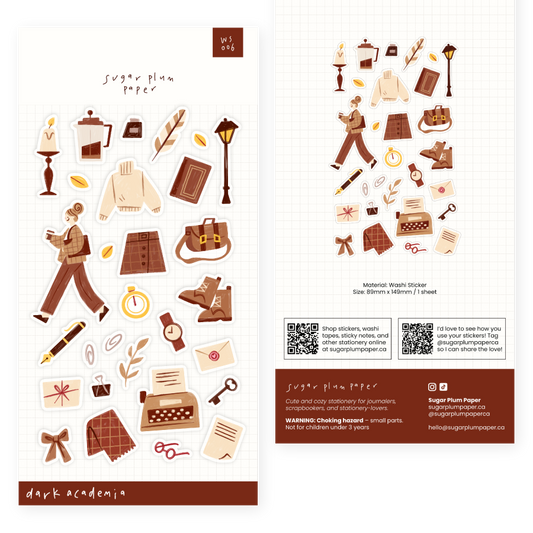 Dark Academia - Washi Sticker Sheet