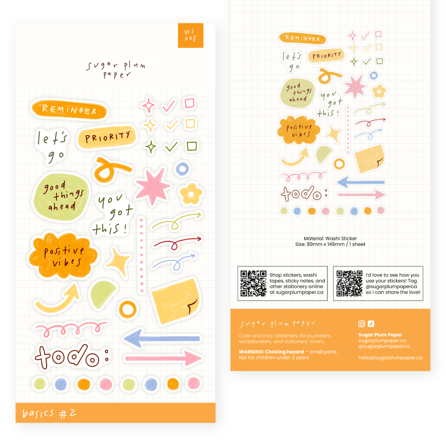 Basics 2 - Washi Sticker Sheet