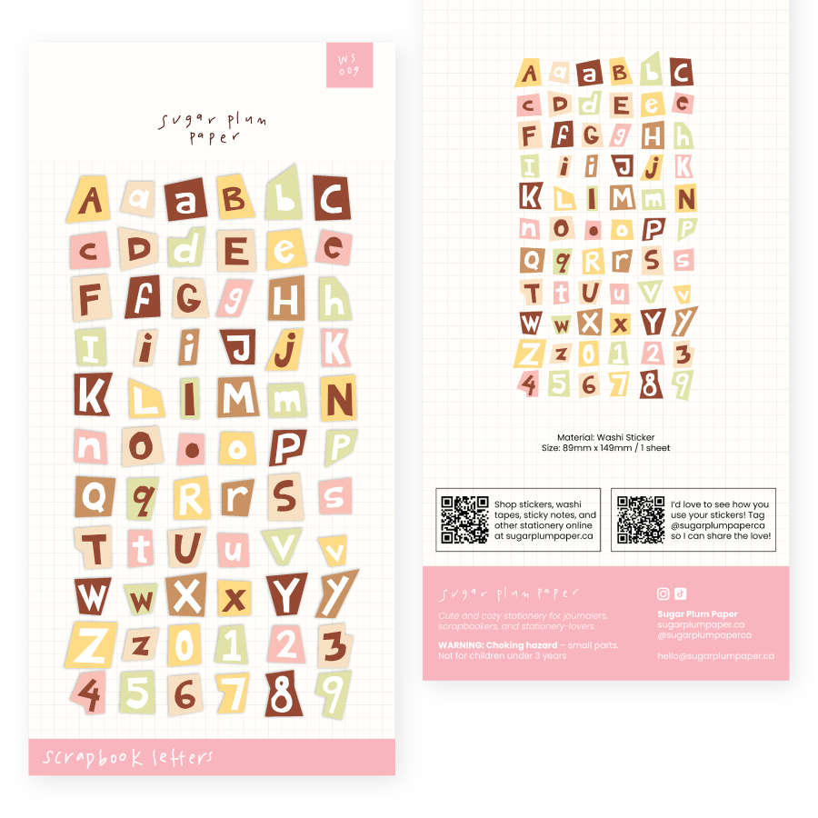 Scrapbook Letters - Washi Sticker Sheet