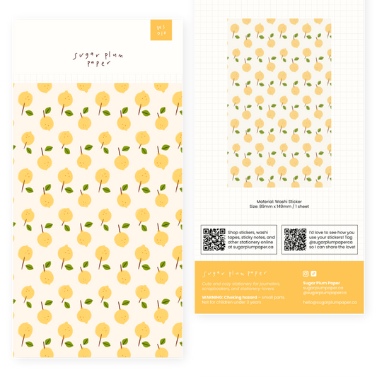 Lemon Drop Pattern - Washi Sticker Sheet
