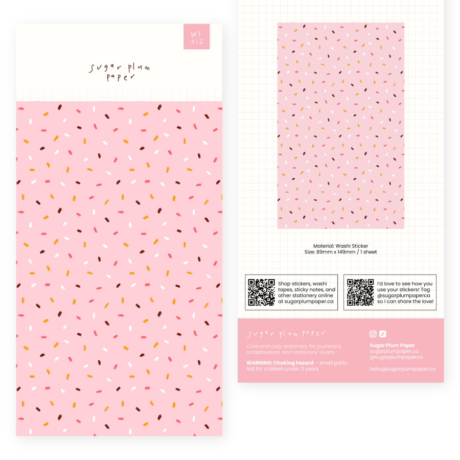Pink Confetti Pattern - Washi Sticker Sheet