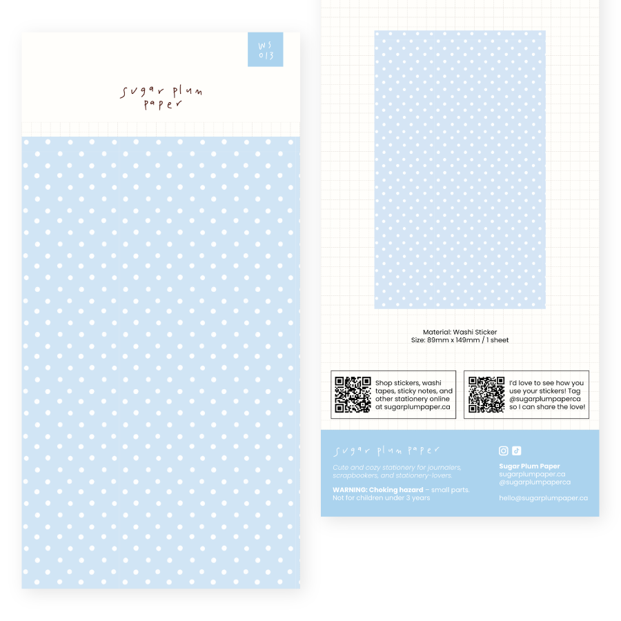Blue Dots Pattern - Washi Sticker Sheet