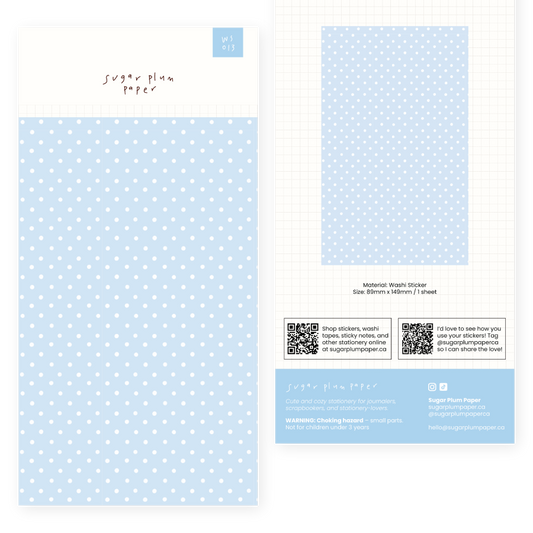 Blue Dots Pattern - Washi Sticker Sheet