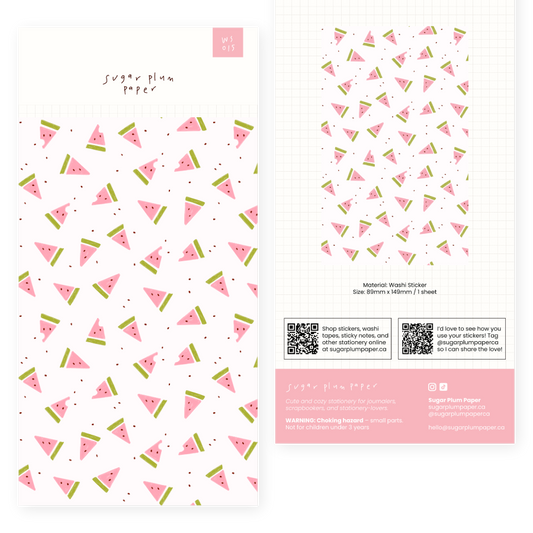 Watermelon Pattern - Washi Sticker Sheet