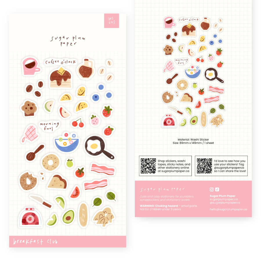 Breakfast Club - Washi Sticker Sheet