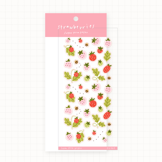Strawberries - Clear Deco Sticker Sheet