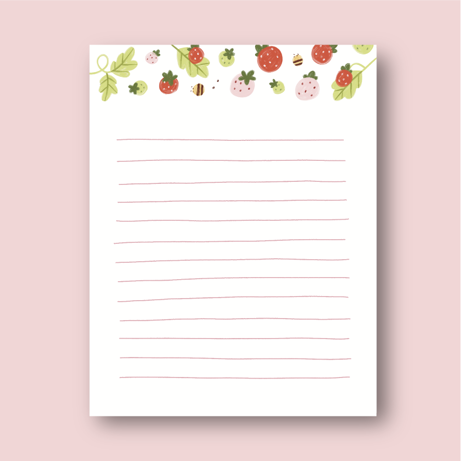 Strawberry Memo Pad  | 4.25" X 5.5"